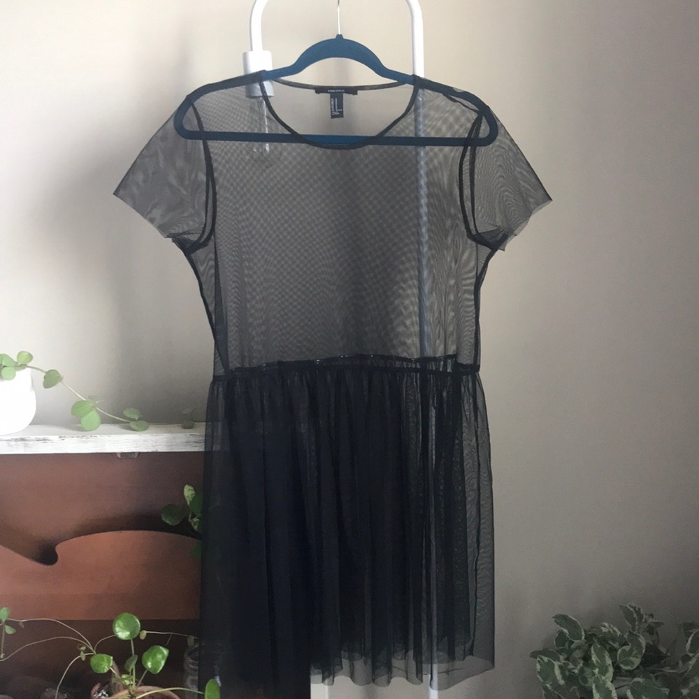 Forever 21 Black Sheer Mini Dress